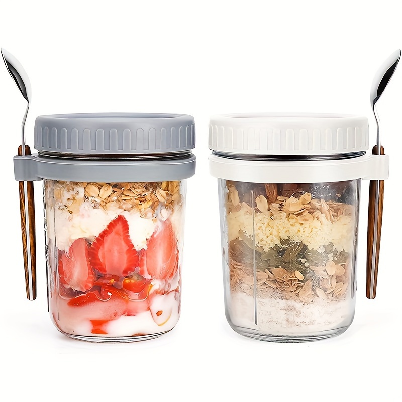 Food Storage Glass - 1 قطعة/2 قطعة كوب الشوفان الزجاجي،