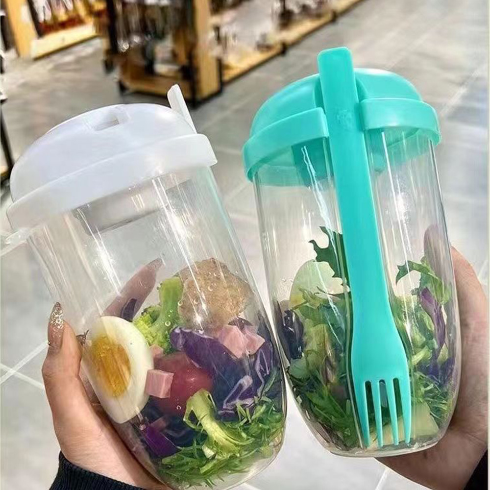 Salad Dressing Bottle - شاكر سلطة زجاجي محمول مع شوكة