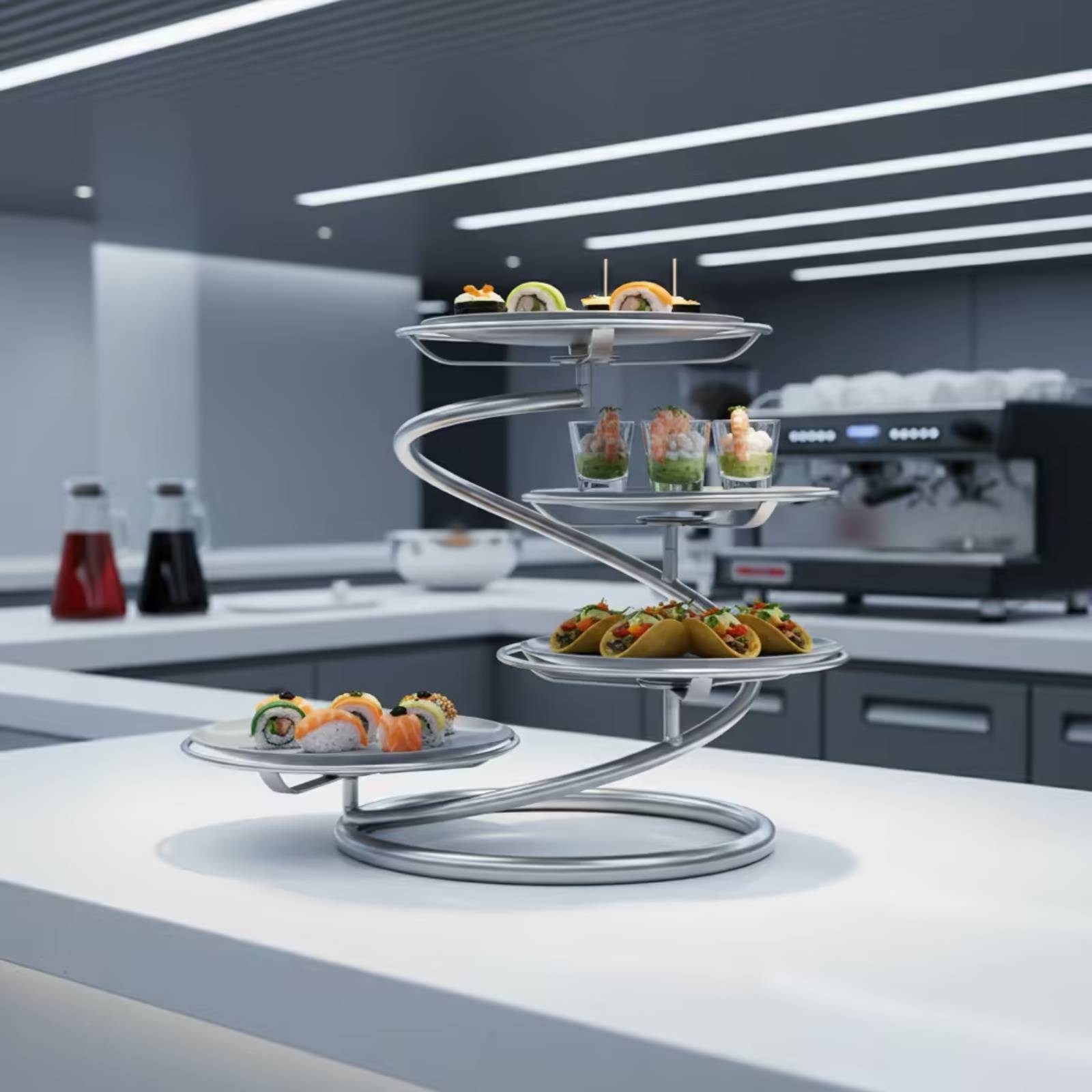 Food Storage Rack - حامل تقديم متعدد المستويات حلزوني الشكل