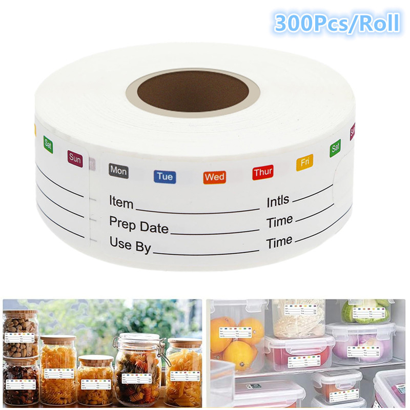 Food Storage Expiration Dates - 300 قطعة/لفة ملصقات ذاتية اللصق لتخزين