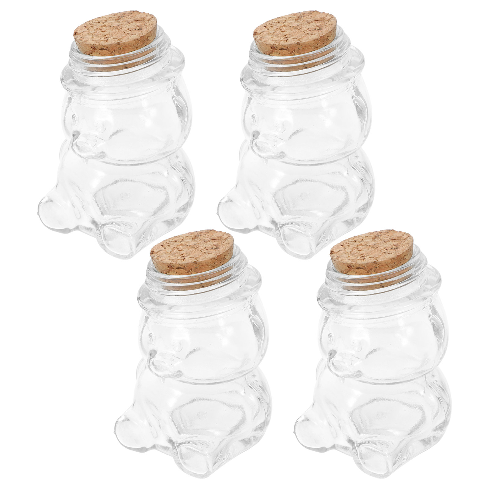 Food Storage Glass - طقم من 4 أوعية زجاجية شفافة
