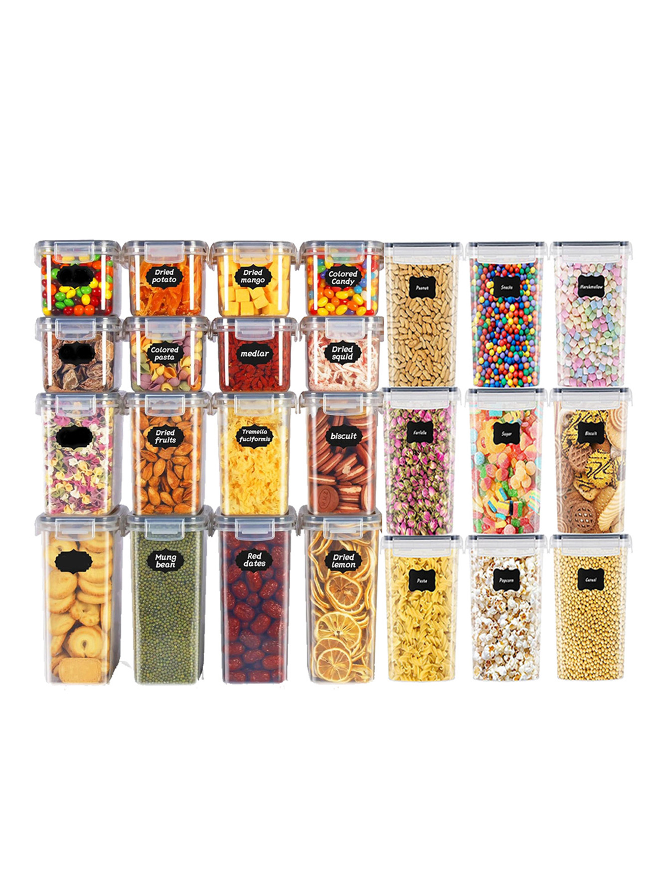 Food Storage Plastic Containers With Lids - 48 قطعة، حاويات تخزين طعام محكمة