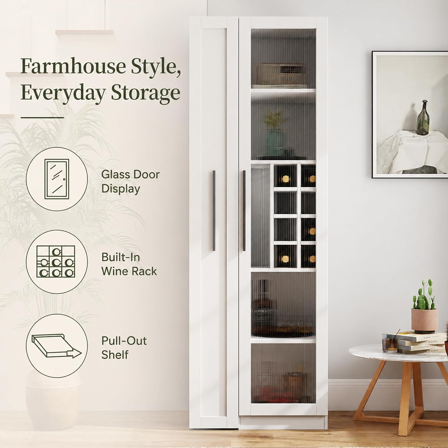 خزانة مطبخ بيضاء بطول 71 بوصة، - مراجعة Food Storage Without Pantry وسعره