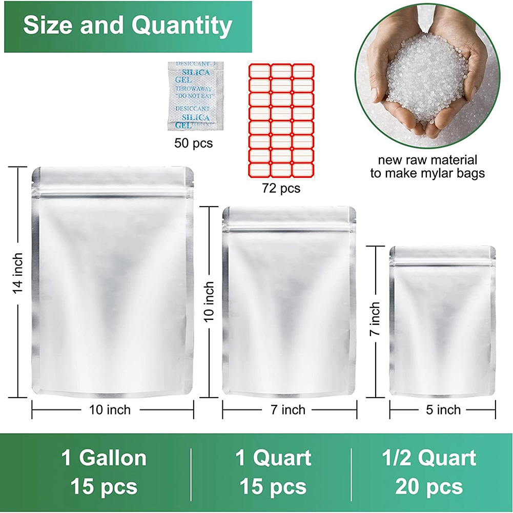 50 قطعة من أكياس المايلار مع م - مراجعة Food Storage Oxygen Absorbers وسعره