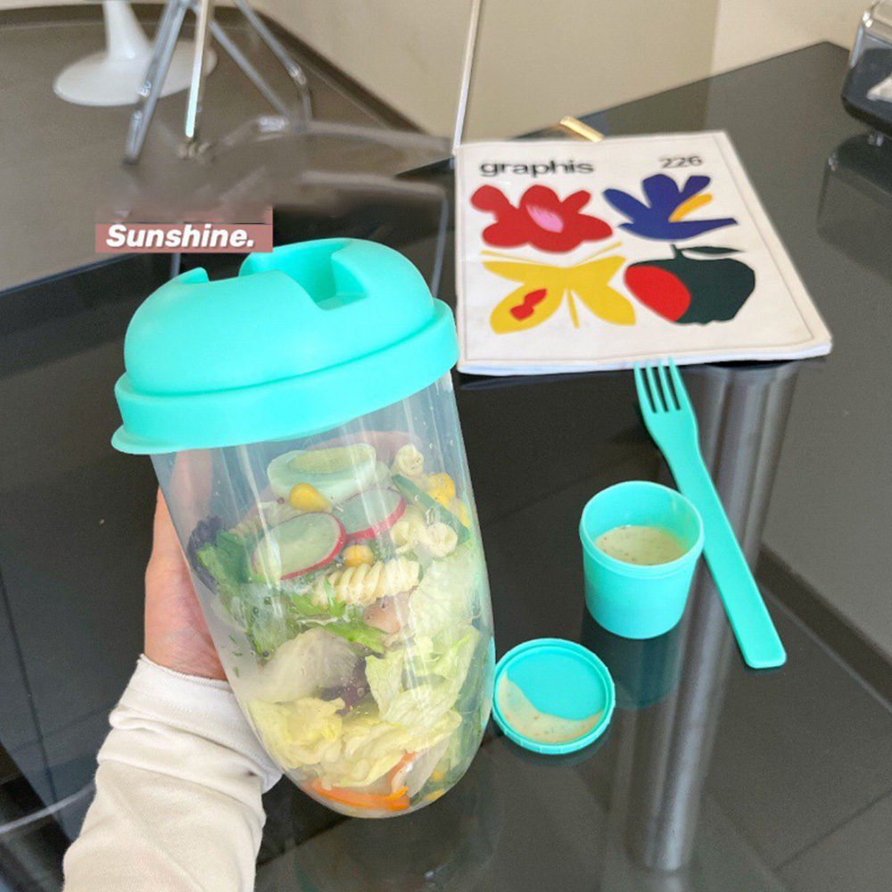 شاكر سلطة زجاجي محمول مع شوكة  - مراجعة Salad Dressing Bottle وسعره