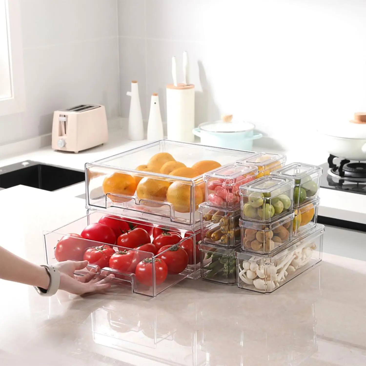 10/14 قطعة من صناديق تنظيم الث - مراجعة Food Storage Without Pantry وسعره