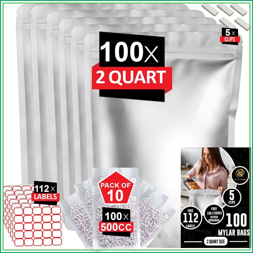 100 قطعة من أكياس مايلار سعة 2 - مراجعة Food Storage Oxygen Absorbers وسعره