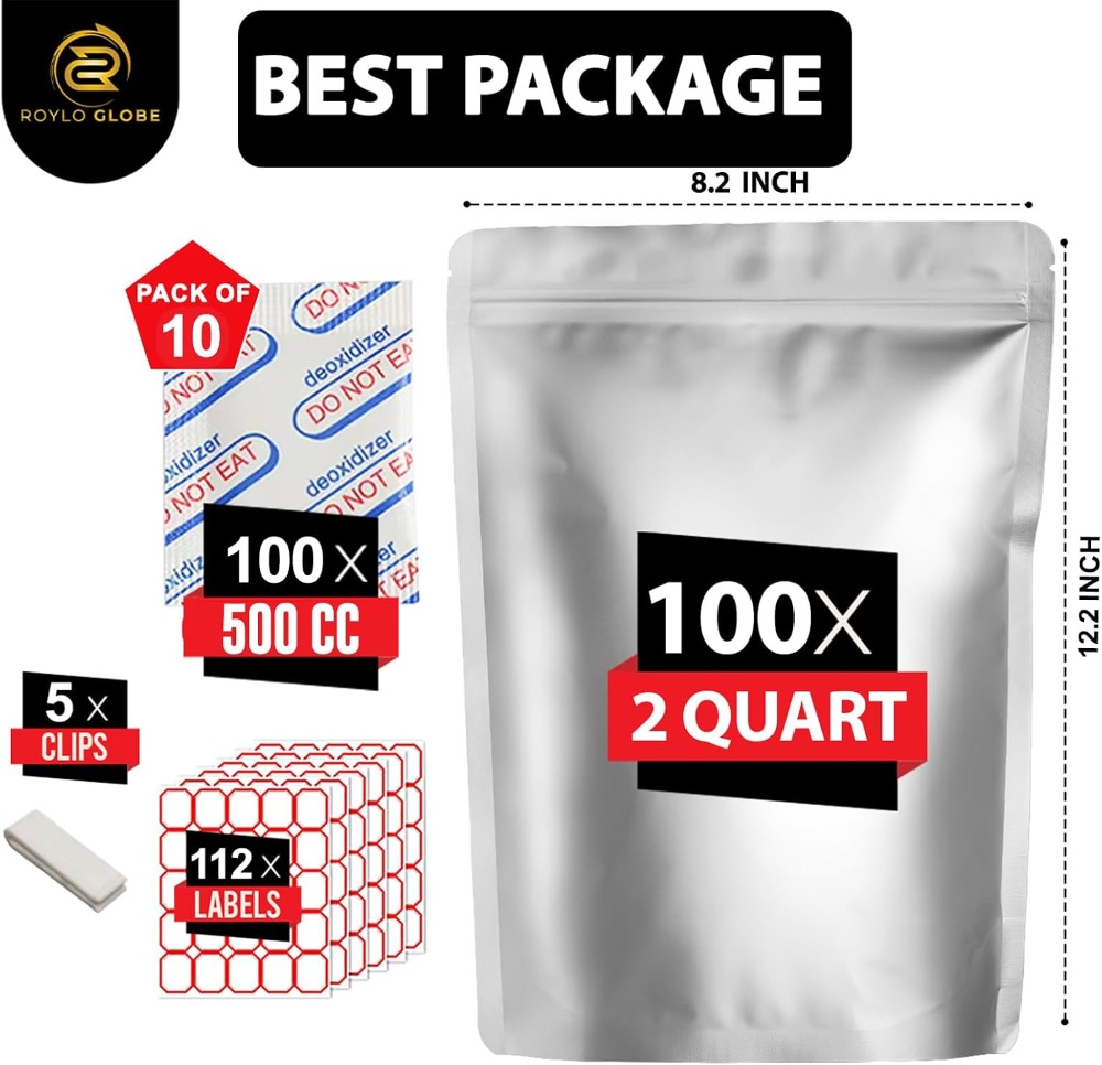 100 قطعة من أكياس مايلار سعة 2 - مراجعة Food Storage Oxygen Absorbers وسعره