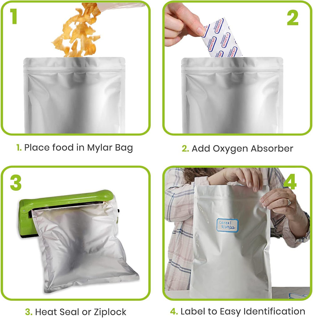 10 أكياس تخزين كبيرة من رقائق  - مراجعة Food Storage Oxygen Absorbers وسعره